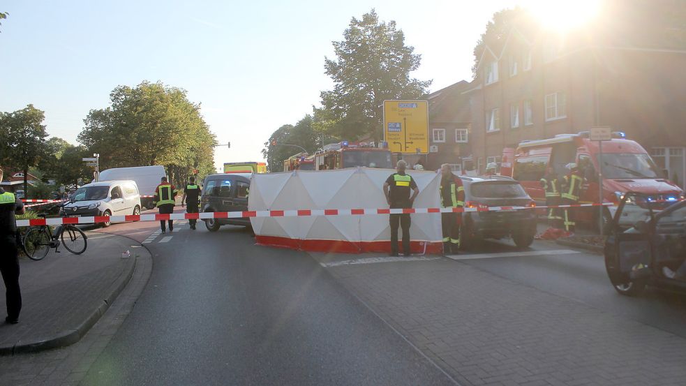 Die Unfallstelle wurde abgesichert. Foto: Feuerwehr Wiesmoor