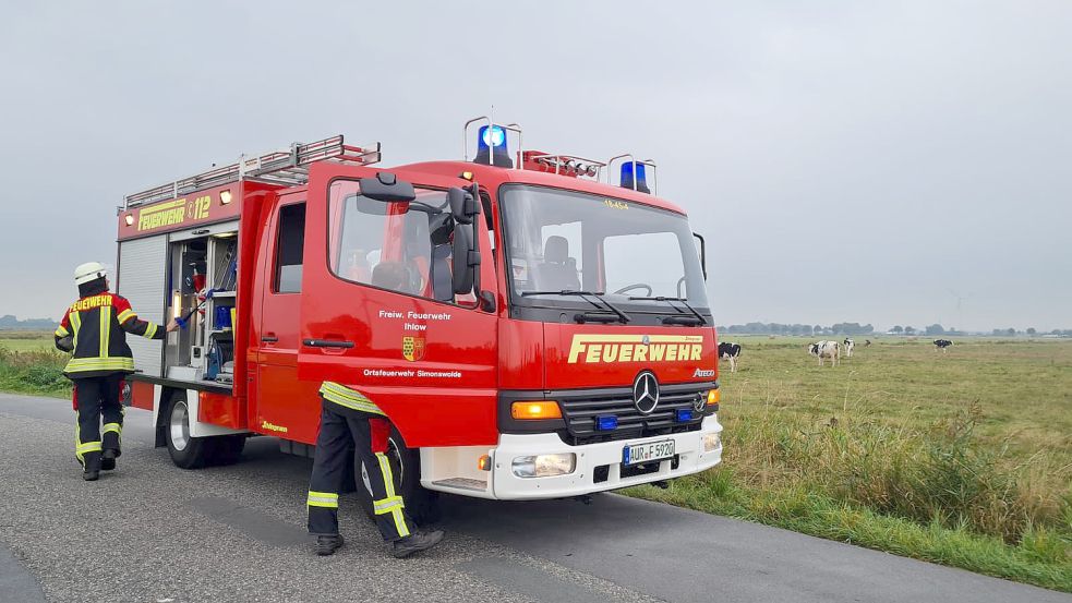 Die Feuerwehr Simonswolde rückte in den Grootlandsweg aus. Foto: Thomas Conrads/Feuerwehr Simonswolde