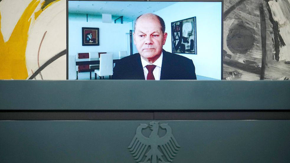 Ernst und entschlossen: Kanzler Olaf Scholz. Foto: dpa