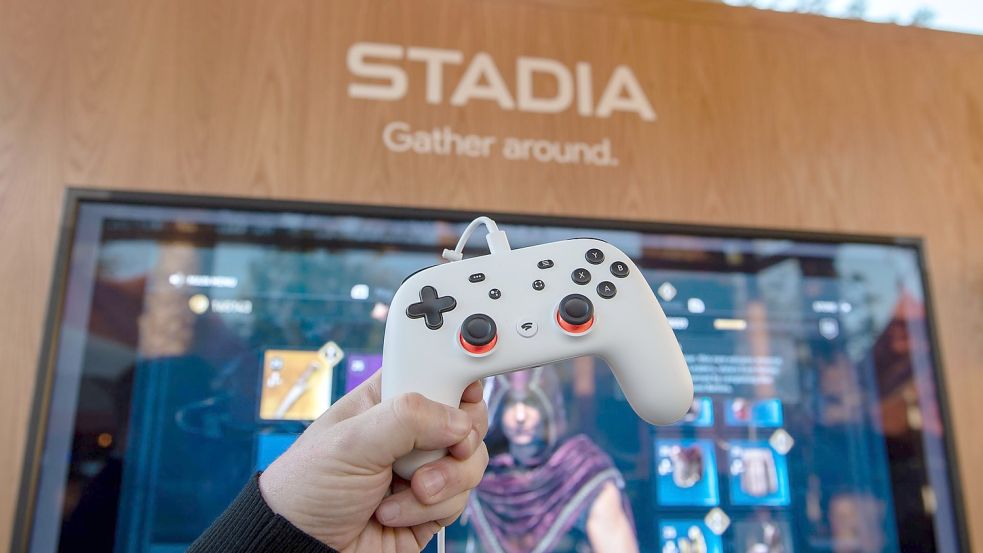 Google stellt seinen Spieledienst Stadia ein. . Foto: Andrej Sokolow/dpa