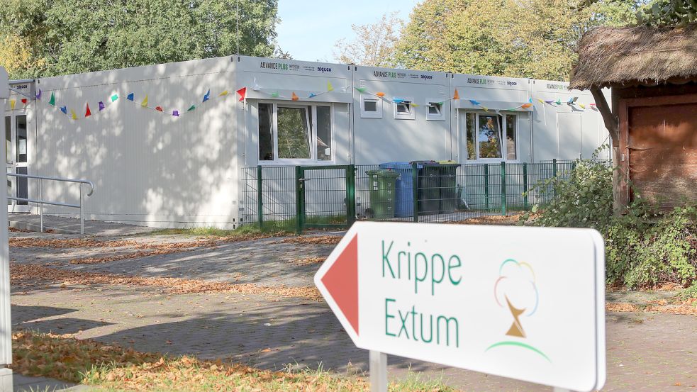 An der Teestraße in Extum stehen seit ein paar Wochen Container, in denen eine Krippengruppe untergebracht ist. Foto: Romuald Banik