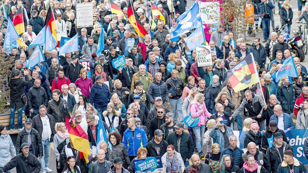 Am Samstag demonstrierten Tausende in Berlin bei einer von der AfD organisierten Demonstration. Es kam zu mehreren Vorfällen. Foto: picture alliance/dpa | Fabian Sommer