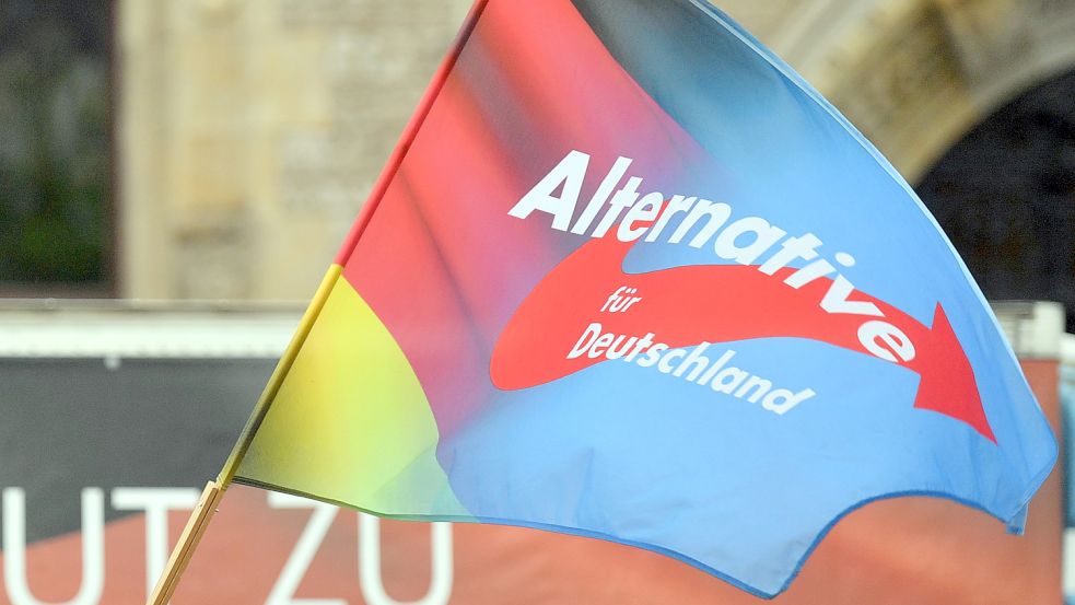 Eine Fahne mit dem Parteilogo der AfD. Foto: DPA