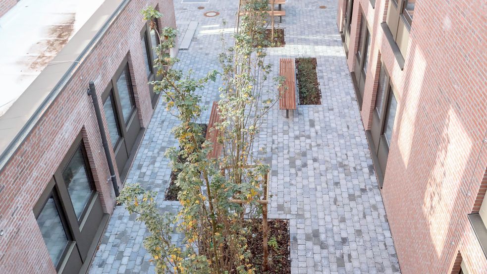 Blick in den Innenhof für Mitarbeiter.Foto: Romuald Banik