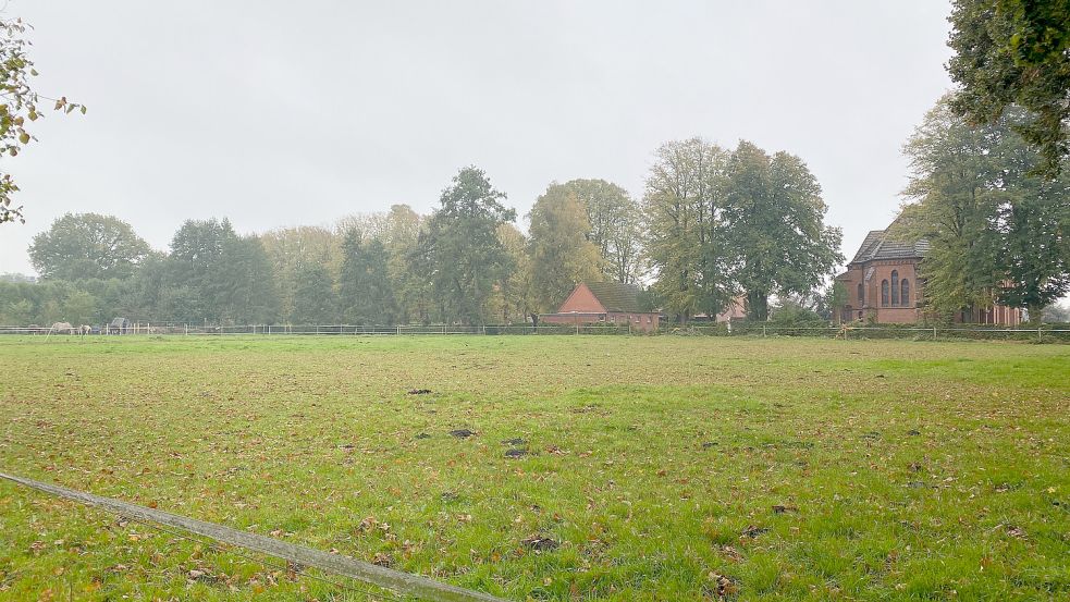 Eine Pferdeweide am Rüskeweg, nahe der Münkeboer Kirche, sollte zum Spielplatz werden. Doch die Eigentümer winken bislang ab. Foto: Holger Janssen
