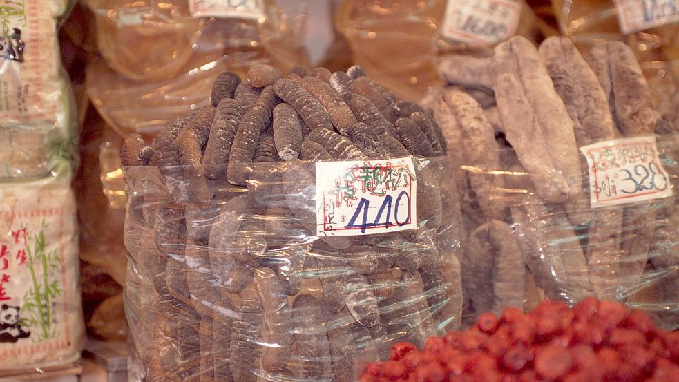 Verkauf von Seegurken auf einem Markt in Hongkong. Foto: Meg Gawler/WWF/dpa