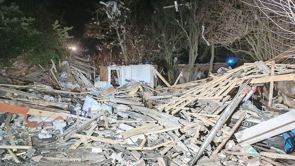 Das Gebäude wurde komplett zerstört. Foto: Polizei