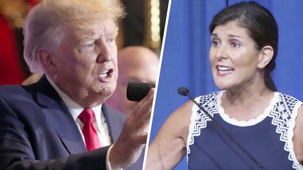 Zwar findet die Präsidentschaftswahl in den USA erst Ende 2024 statt, doch der Wahlkampf nimmt an Fahrt auf. Mit Nikki Haley (rechts) könnte sich die erste republikanische Gegenkandidatin für Donald Trump ankündigen. Foto: dpa/Alex Brandon, imago images/Zuma Wire