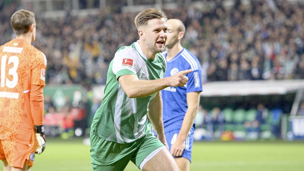 Bejubelt seine Tore mindestens bis zum Ende der Bundesliga-Saison 2022/23 im Trikot des SV Werder Bremen: Niclas Füllkrug. Foto: imago images/Sven Simon