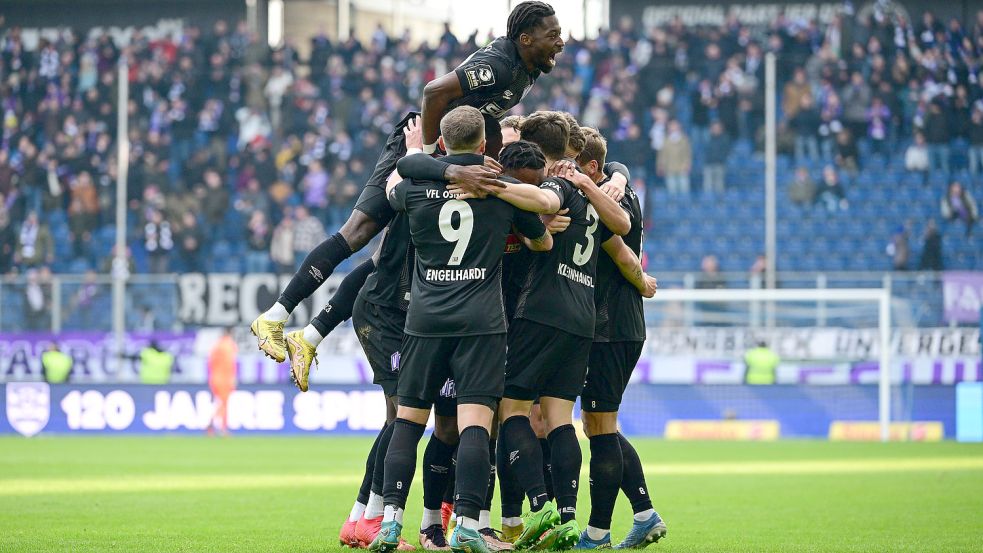 Grund zum Jubeln gab es beim VfL Osnabrück zuletzt häufig - wie hier in Duisburg. Foto: imago/kolbert-press