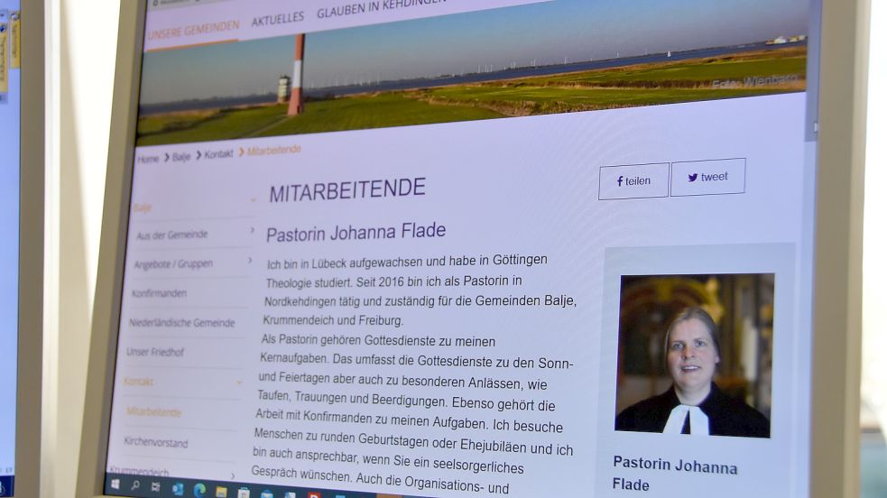 Noch ist Pastorin Johanna Flade auf der Internetseite der Kirchengemeinden in Nordkehdingen zu finden. Ihr Wechsel nach Osteel wird konkret. Foto: Thomas Dirks