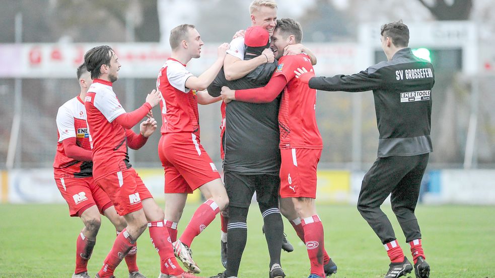 Die Spieler des SV Großefehn hatten in der Hinrunde häufig Grund zum Jubeln. 60 Mal trafen sie in das gegnerische Tor.