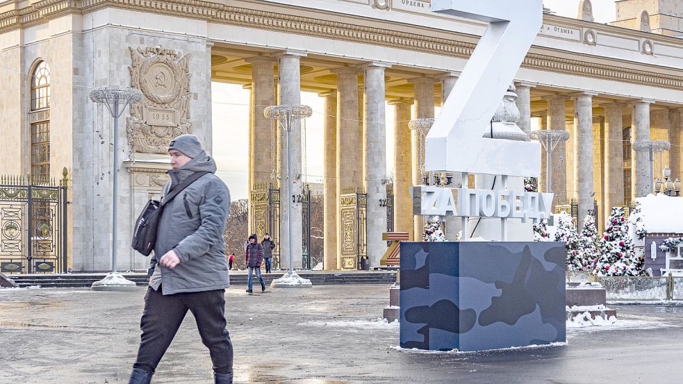 Das Z symbolisiert in Russland Unterstützung für den Angriffskrieg auf die Ukraine. Hier eine Aufnahme aus Moskau. Foto: www.imago-images.de