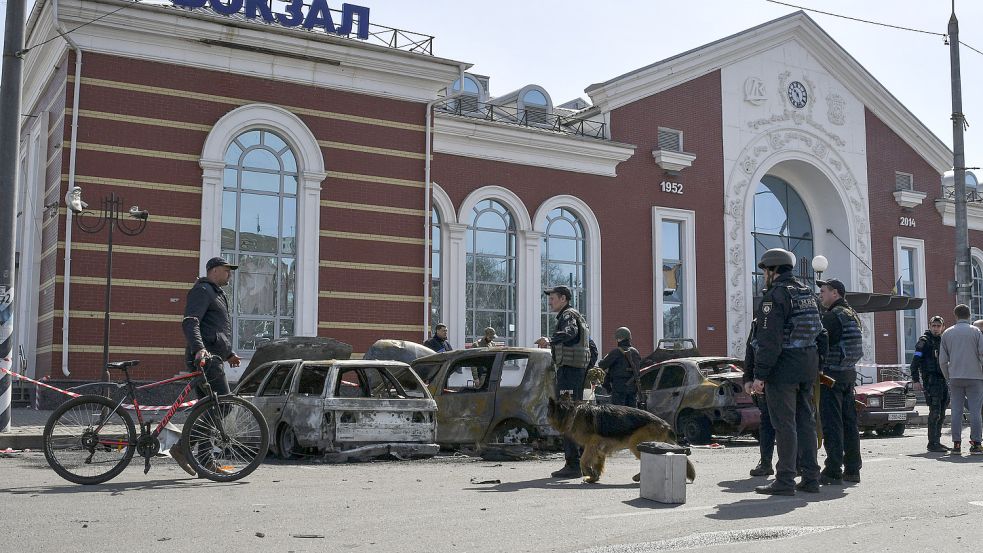 Der Angriff auf den Bahnhof von Kramatorsk am 8. April 2022 gilt als mutmaßliches Kriegsverbrechen. Foto: Andriy Andriyenko