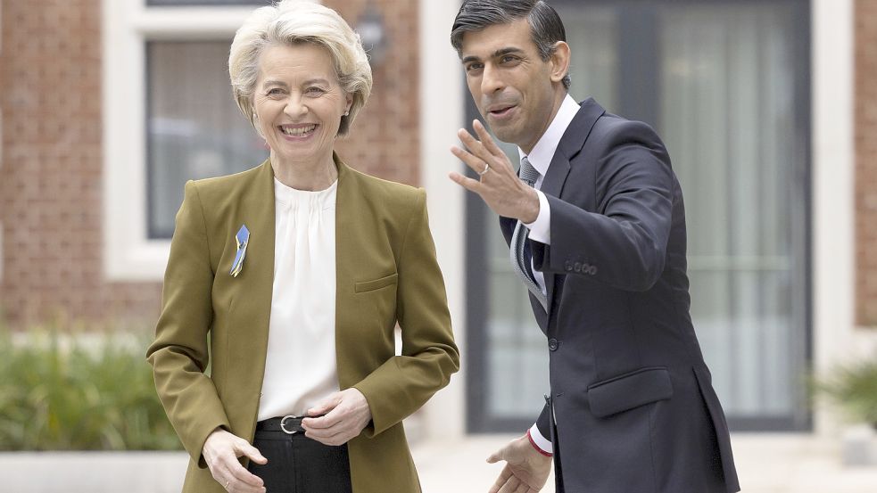 Wegweisendes Treffen: EU-Kommissionschefin Ursula von der Leyen und der britische Premier Rishi Sunak. Foto: picture alliance/dpa/Pool Getty Images/Dan Kitwood