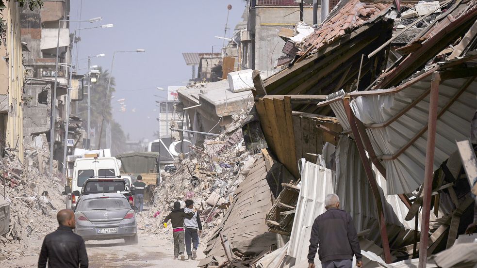 Ein Bild der Zerstörung sind die Städte im türkisch-syrischen Grenzgebiet, wo am 6. Februar die Erde wackelte. Foto: DPA