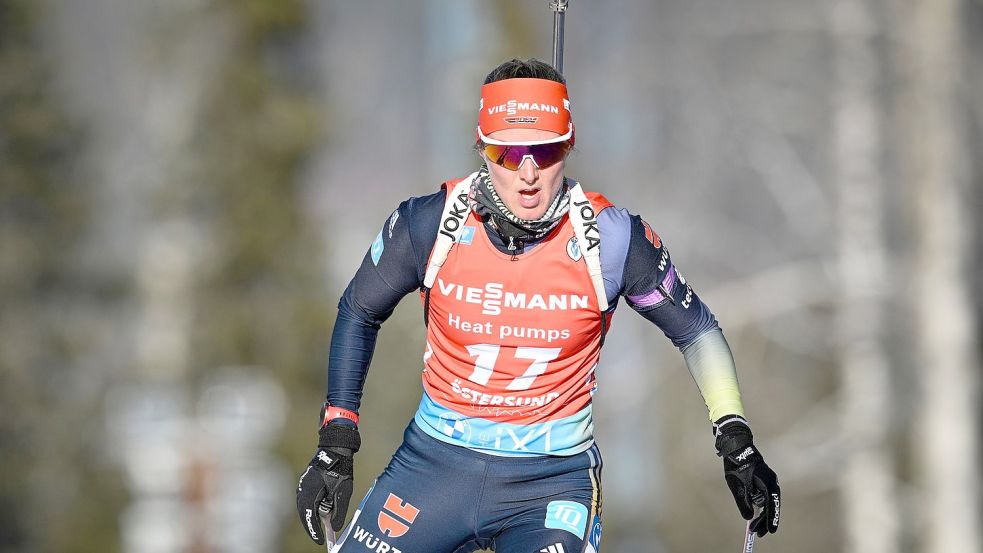 Denise Herrmann-Wick in Aktion. Foto: Anders Wiklund/TT News Agency/AP/dpa