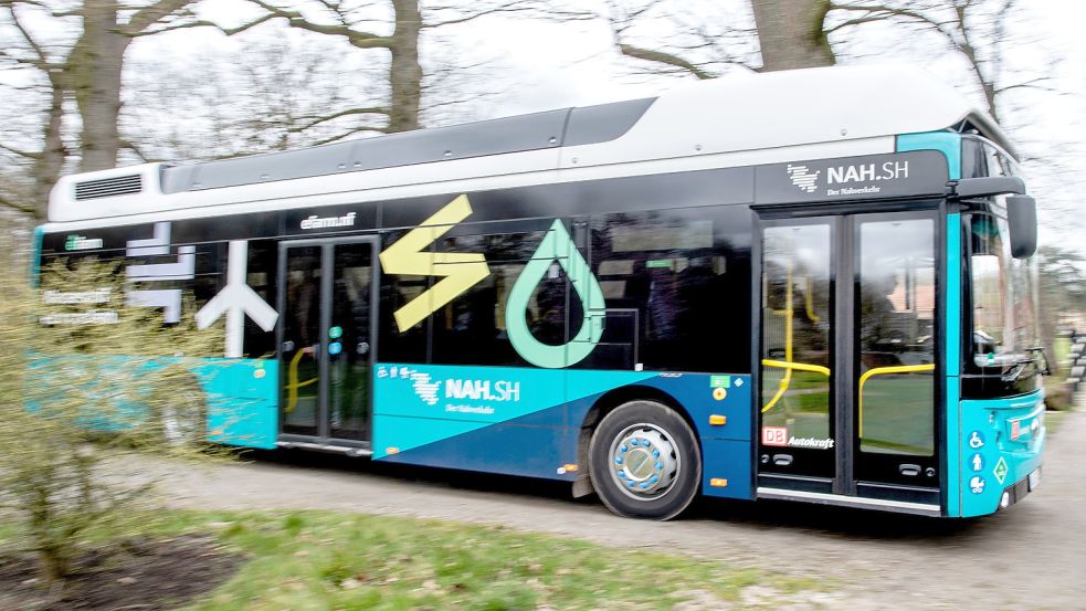 Ein Wasserstoffbus aus dem Landkreis Nordfriesland. Foto: DPA