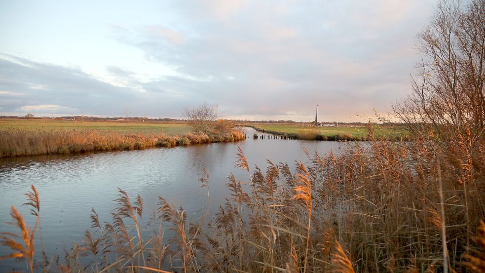 Das Fehntjer Tief in der Dämmerung. Es diente in der Vergangenheit als Verbindung zwischen Simonswolde und Tergast. Diese möchten die beiden Gemeinden wieder aufleben lassen. Foto: Romuald Banik