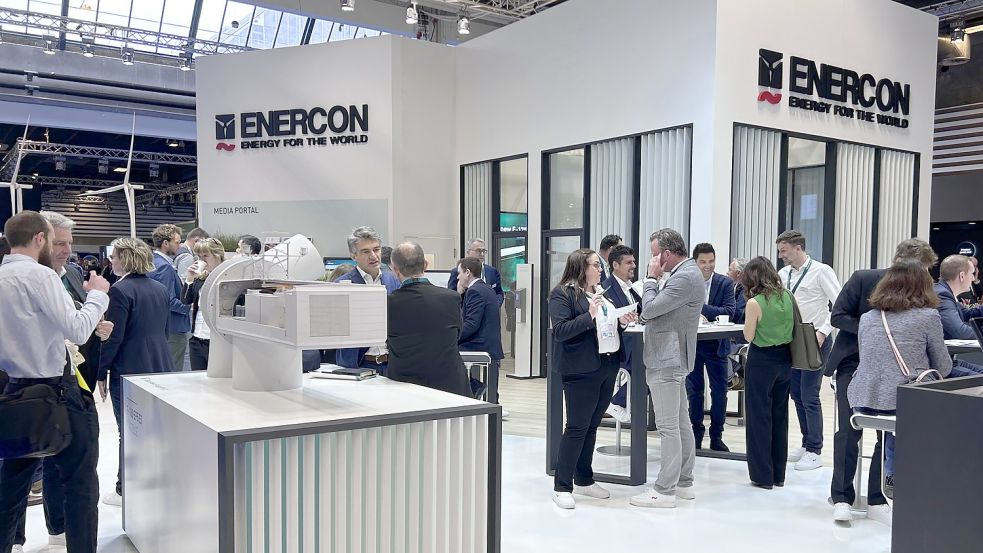 Auf der Fachmesse „Wind Europe“ in Kopenhagen hat Enercon einen 200 Quadratmeter großen Stand.Fotos: Enercon