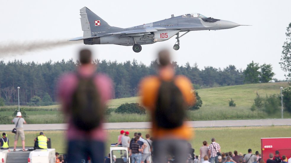 Ein MiG-29-Kampfjet der polnischen Luftwaffe. Die Ukraine soll nun einige dieser Modelle bekommen. Aber was kann die Maschine alles? Foto: Wolfgang Kumm