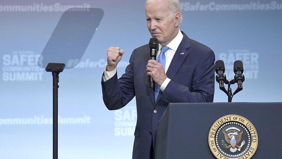 US-Präsident Joe Biden hat bei einer Veranstaltung im US-Bundesstaat Connecticut beim Publikum für Ratlosigkeit gesorgt. Foto: dpa/AP/Jessica Hill