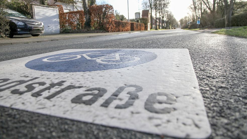 Der Grüne Weg ist seit 2019 Aurichs erste und bislang einzige Fahrradstraße. Foto: Romuald Banik