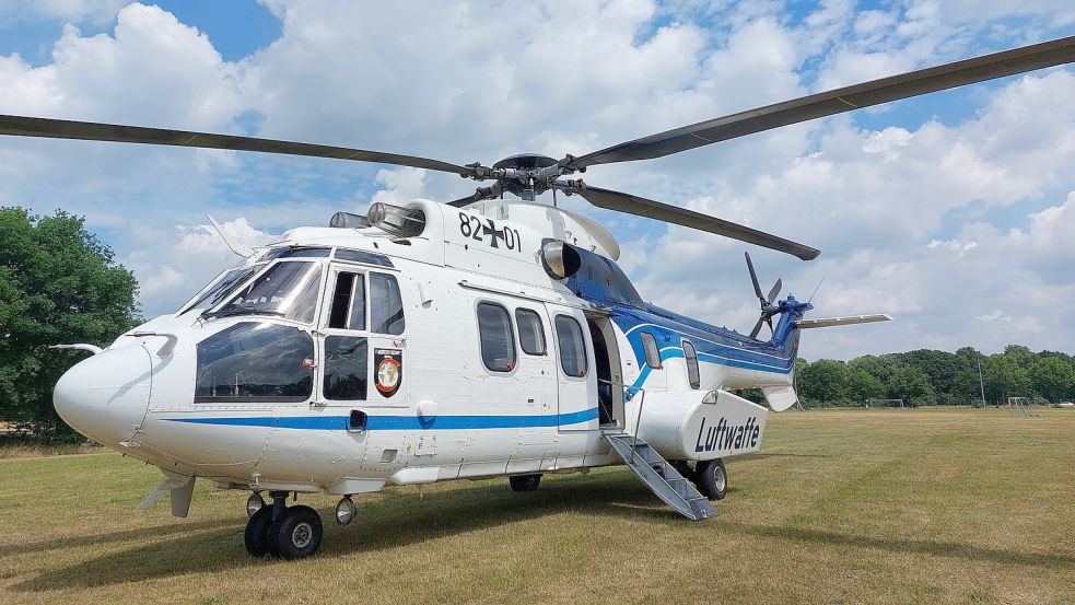 Dieser Hubschrauber landete am Sonnabend auf dem Mehrzweckgelände in Tannenhausen. Foto: Franziska Otto