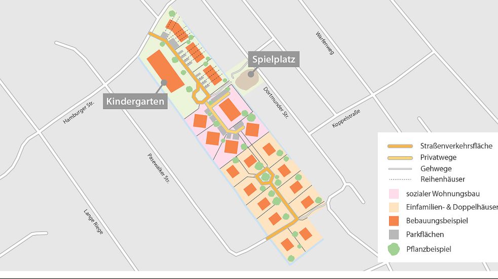 So stellen sich die Planer der Niedersächsischen Landgesellschaft (NLG) das neue Baugebiet vor.