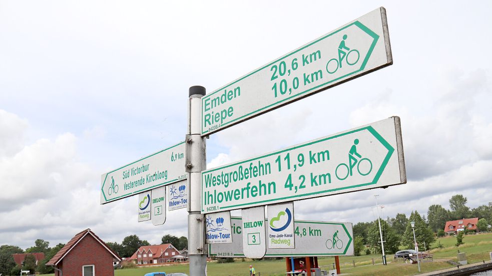 Die Beschilderung des Ihlower Radwegenetzes funktioniert gut, sagt der Gutachter. Foto: Heino Hermanns