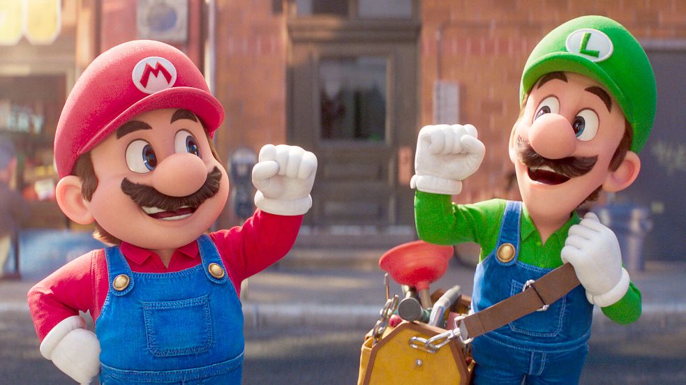 Mario (links) und Luigi in einer von „Der Super Mario Bros. Film“. Foto: DPA//Universal Pictures/Nintendo