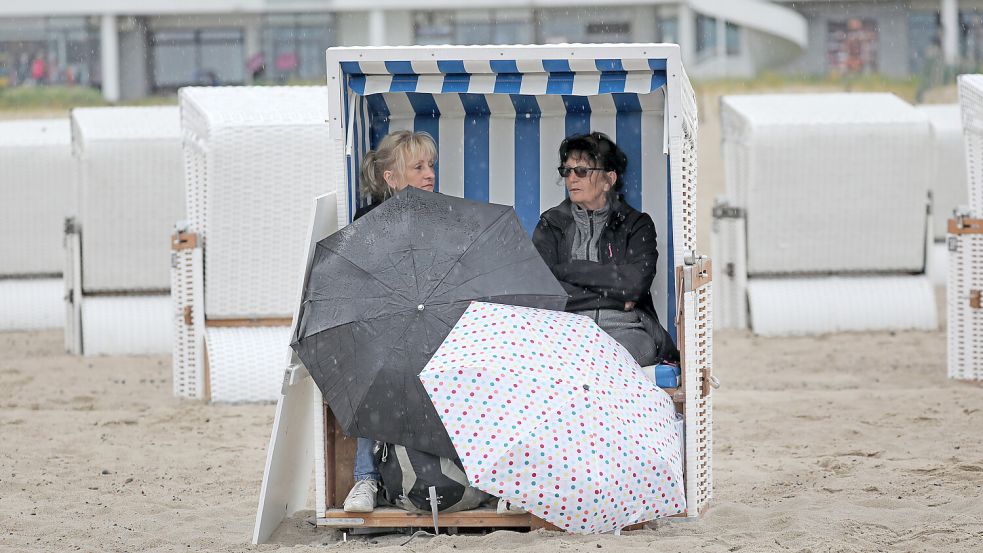 Schade um das Geld: Bei Schmuddelwetter macht der Strandurlaub nur wenig Spaß - kann man deshalb stornieren? Foto: dpa/Bernd Wüstneck