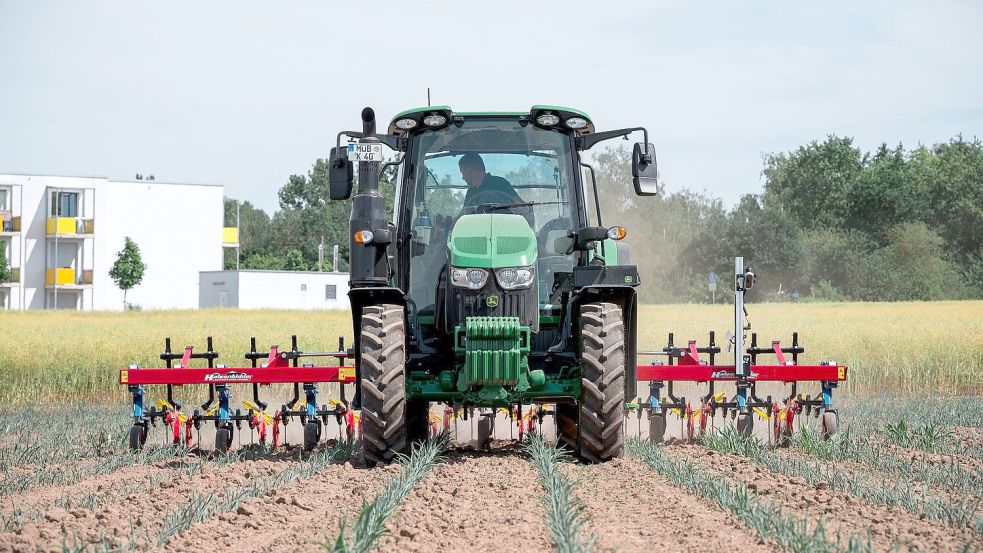 Dünger ist teuer - und darf im Ökolandbau sowieso nicht eingesetzt werden. Stattdessen kommen mechanische Alternativen zum Einsatz. Foto: Daniel Vogl/dpa