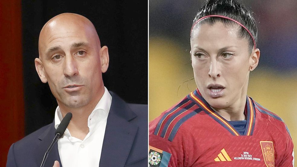 Luis Rubiales hatte Jennifer Hermoso nach dem WM-Sieg auf den Mund geküsst. Foto: John Cowpland/Rfef/AP/EUROPA PRESS/dpa
