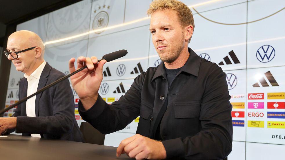 Julian Nagelsmann stellt sich als neuer Bundestrainer vor. Foto: dpa/Jörg Halisch