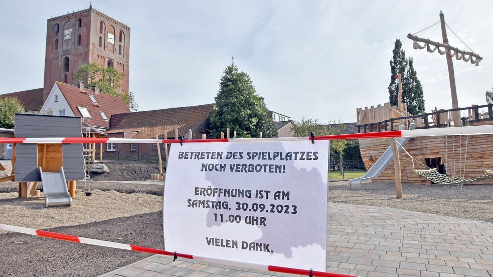 Am kommenden Sonnabend soll der neue Spiel- und Erlebnispunkt in Marienhafe freigegeben werden. Foto: Thomas Dirks