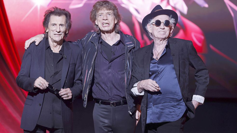 Ron Wood, Mick Jagger und Keith Richards (v. l.) Anfang September bei der Vorstellung ihres neuen Albums in London. Foto: www.imago-images.de