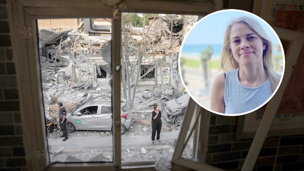 Zerstörung in Tel Aviv: Eine Rakete aus dem Gaza-Streifen hat ein Gebäude getroffen. Milena Bick aus Osnabrück ist als Touristin in Israel. Foto: DPA/AP; Milena Bick