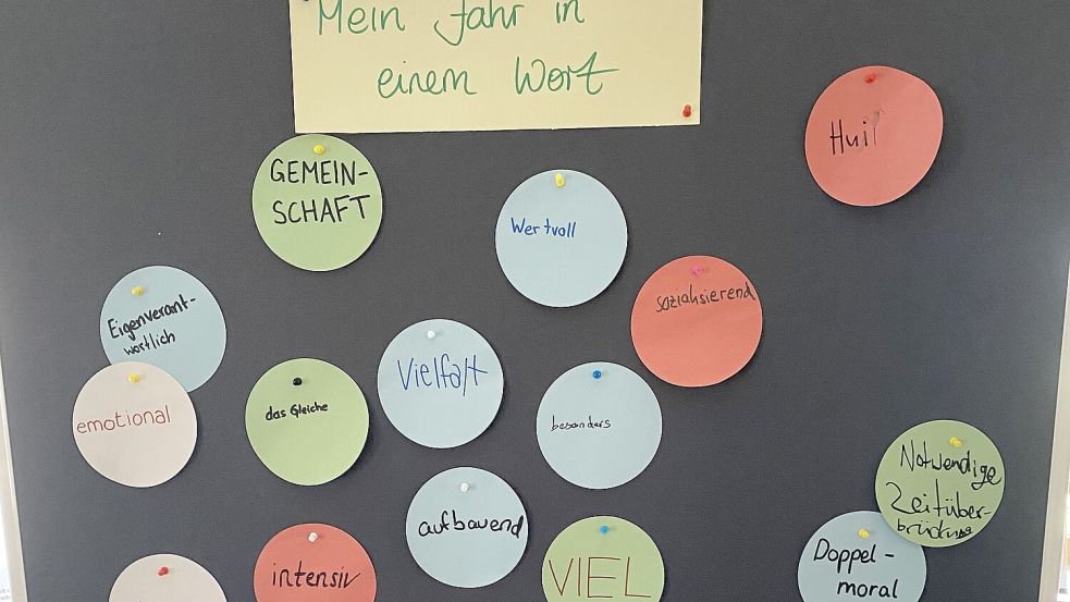 Ein Jahr im Überblick: Im Rahmen des Abschlussseminars vom CVJM präsentierte Lea Matschke ihren Bundesfreiwilligendienst komprimiert auf einer Tafel. Foto: privat