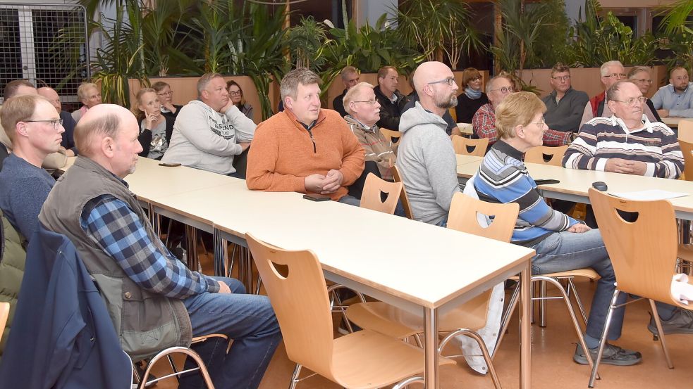 Etwa 50 Interessierte nahmen nach Verwaltungsangaben an der Info-Veranstaltung in der Mensa der IGS in Marienhafe teil. Foto: Thomas Dirks