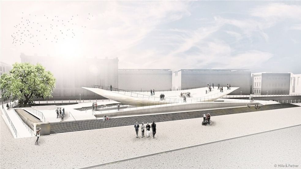 So soll das Einheitsdenkmal im Herzen Berlins einmal aussehen. Wenn es denn je fertig wird. Foto: Milla &amp; Partner/dpa