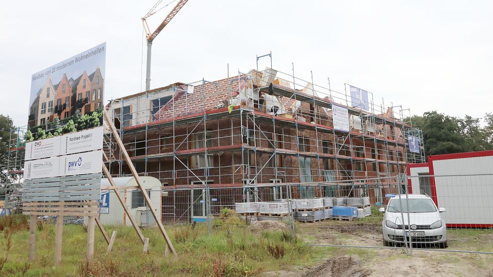 Ein erstes Mehrfamilienhaus mit 20 Wohnungen ist fast fertiggestellt. Foto: Romuald Banik