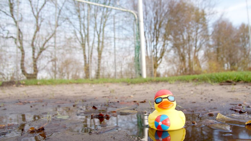 Viele Fußballplätze in Ostfriesland sind nach ausgiebigem Regen schon seit Wochen gesperrt.Foto: Holger Janssen