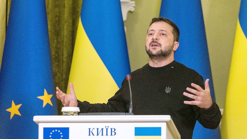 „Die kalten Winternächte des Euromaidan haben Europa für immer verändert“: Wolodymyr Selenskyj. Foto: Philipp von Ditfurth/dpa