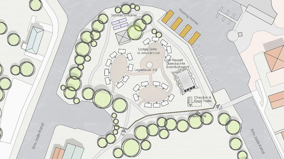 So könnte das Große Sett nach der Beschlussvorlage in den Sommermonaten künftig aussehen. Grafik: Architekturbüro 3Ing