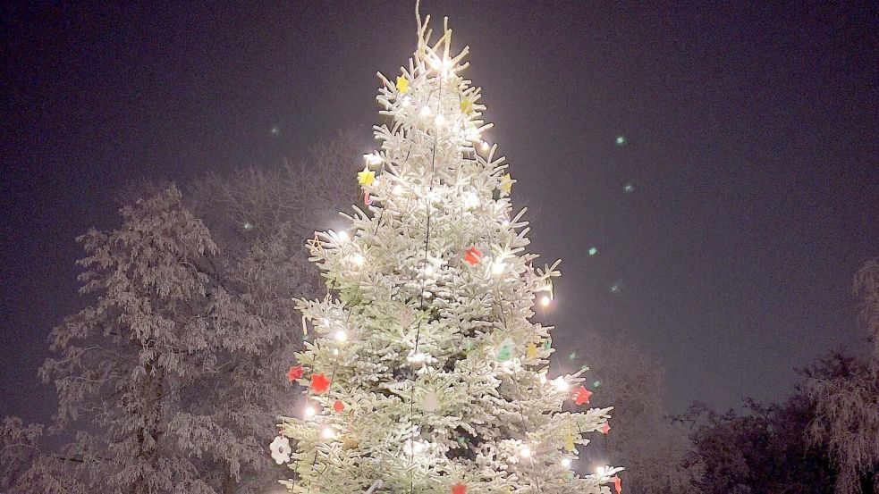 Geschmückt wurde der Weihnachtsbaum in Riepe am Donnerstag von den Einwohnern. Foto: Hannes Langer