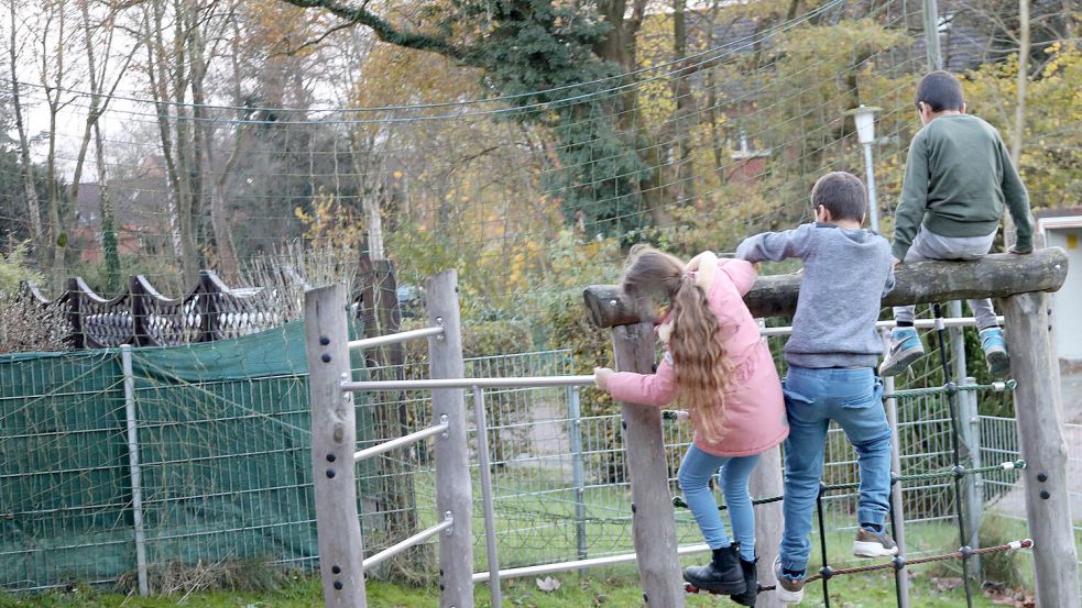 Das Außengelände bietet ein Klettergerüst. Foto: Romuald Banik