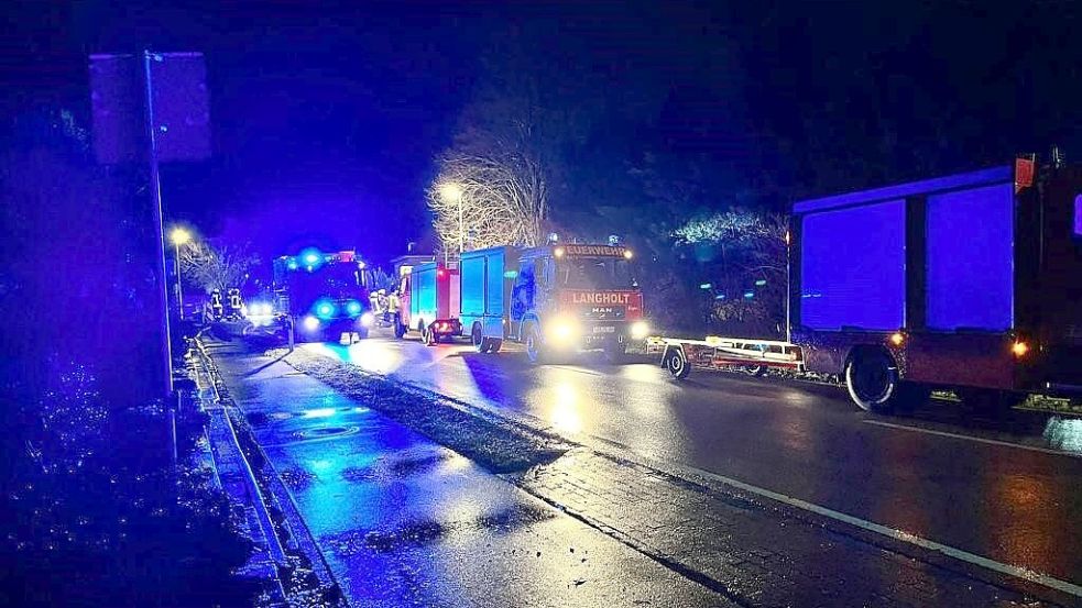 Zahlreiche Einsatzkräfte der Feuerwehr waren am Montagabend in Langholt im Einsatz. Foto: privat