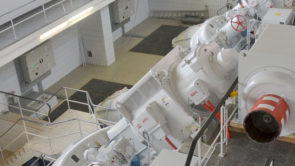 Die Pumpen beim Schöpf- und Sielwerk Knock laufen auf Hochtouren. Foto: Aiko Recke