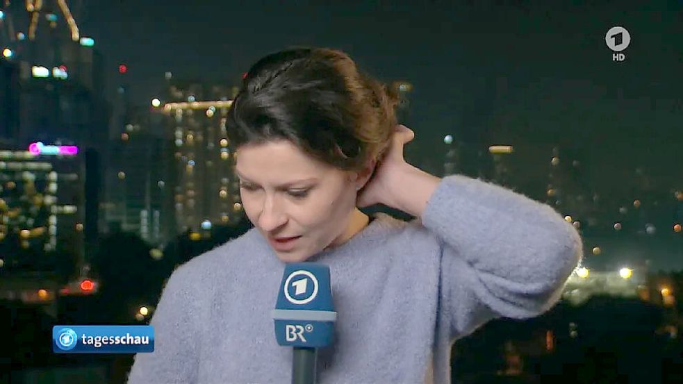 Bei ihrem Live-Report aus Tel Aviv verhaspelte sich die Israel-Korrespondentin Hanna Resch – nun äußerte sie sich zu ihrem Patzer. Foto: Tagesschau